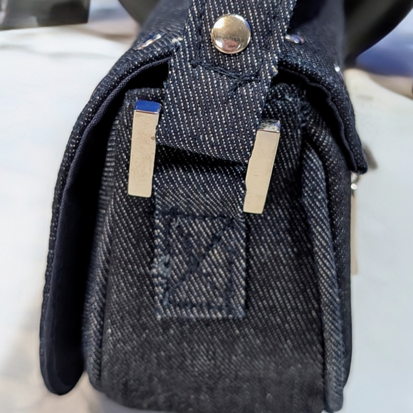 Studded Denim Shoulder Bag - Picture 4 of 7